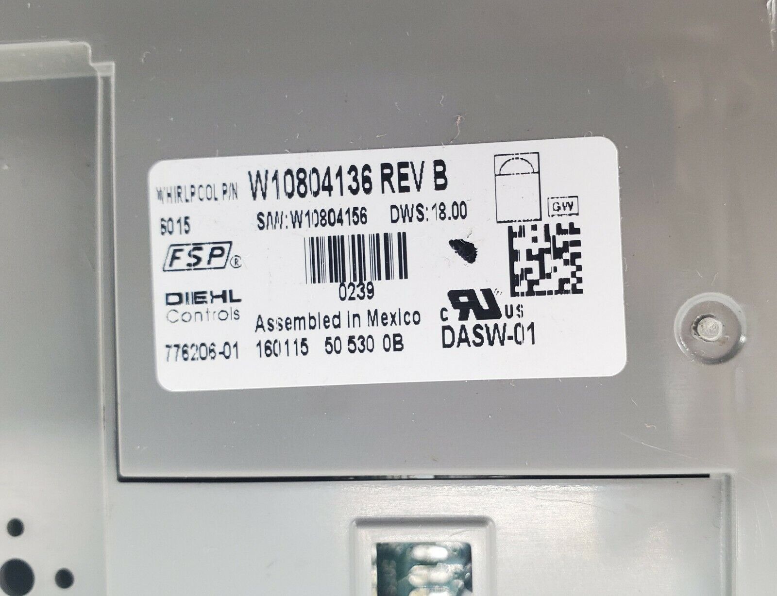 OEM Kenmore Dishwasher Control W10804136 Same Day Shipping & Lifetime Warranty