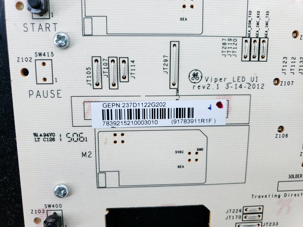 GE Washer Control and Firmware Assembly WH12X25674 (237D1122G022, 237D1060G203)