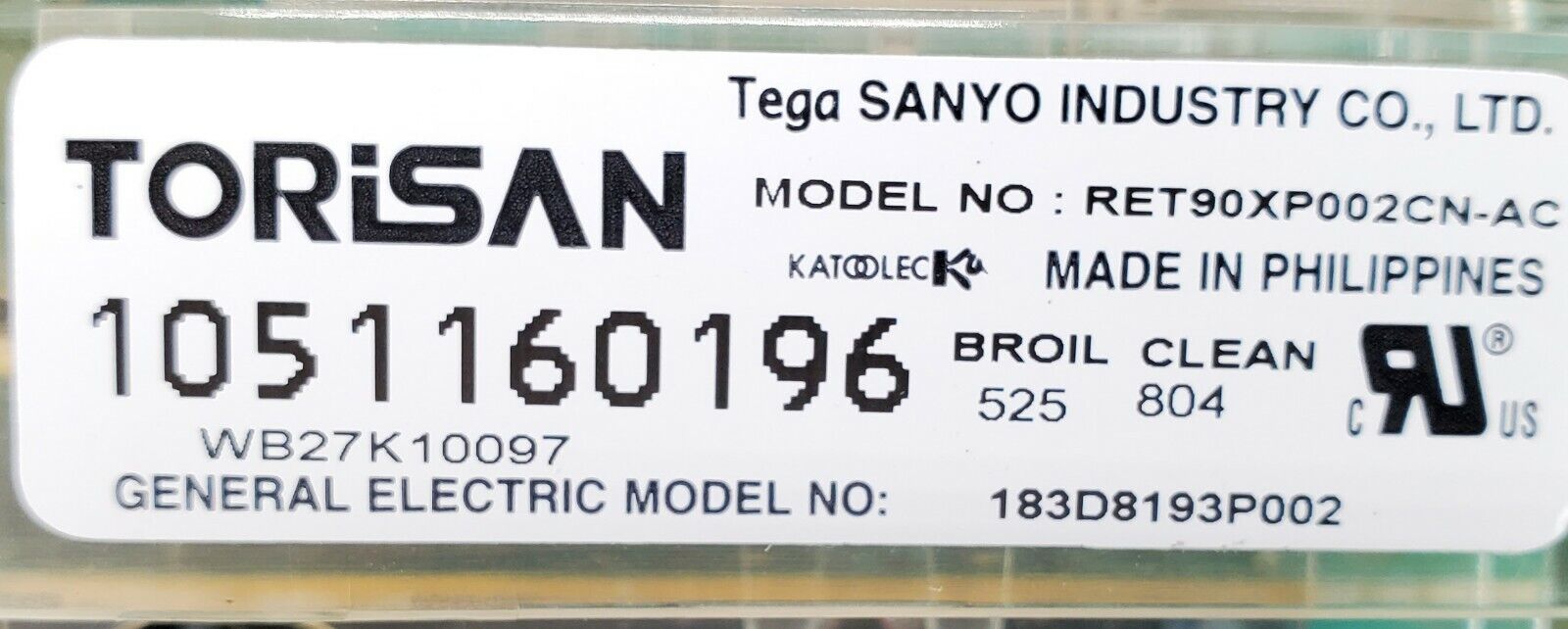 GE Range Control WB27K10097