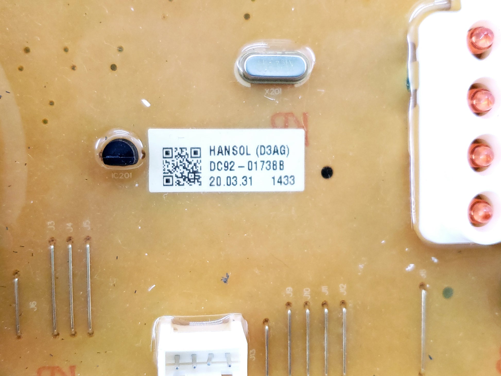 Samsung Washer User Interface Control DC92-02118A