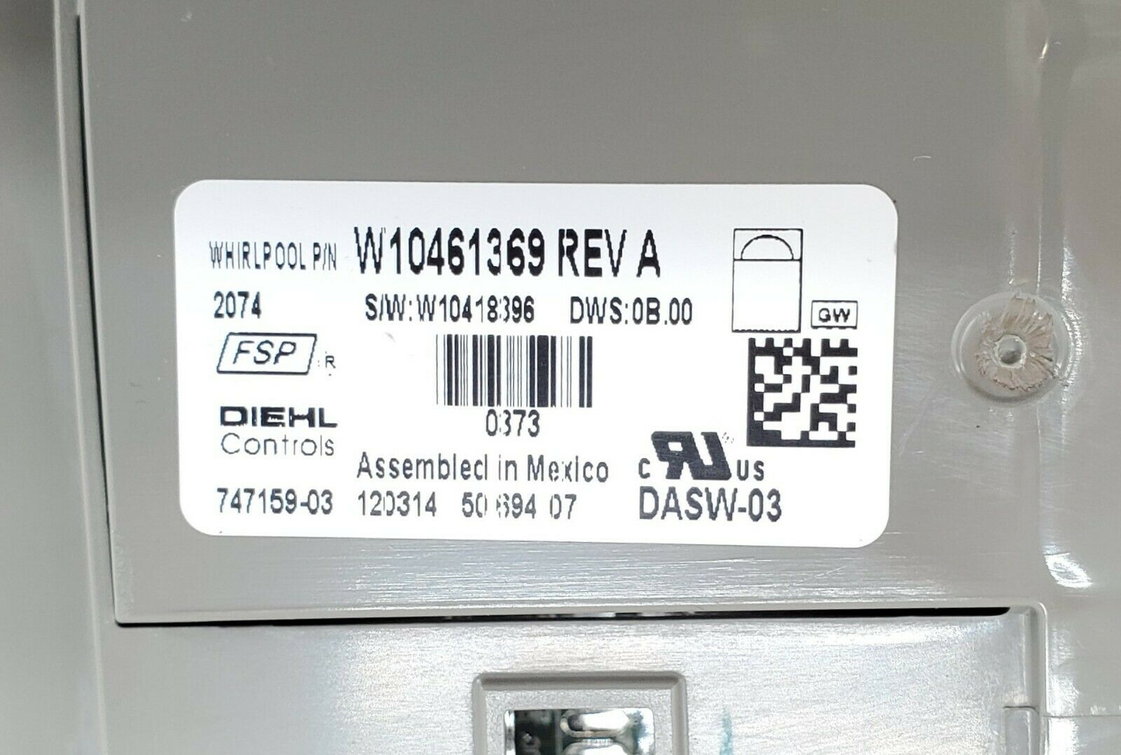 OEM Whirlpool Dishwasher Control W10461369 Same Day Shipping & Lifetime Warranty