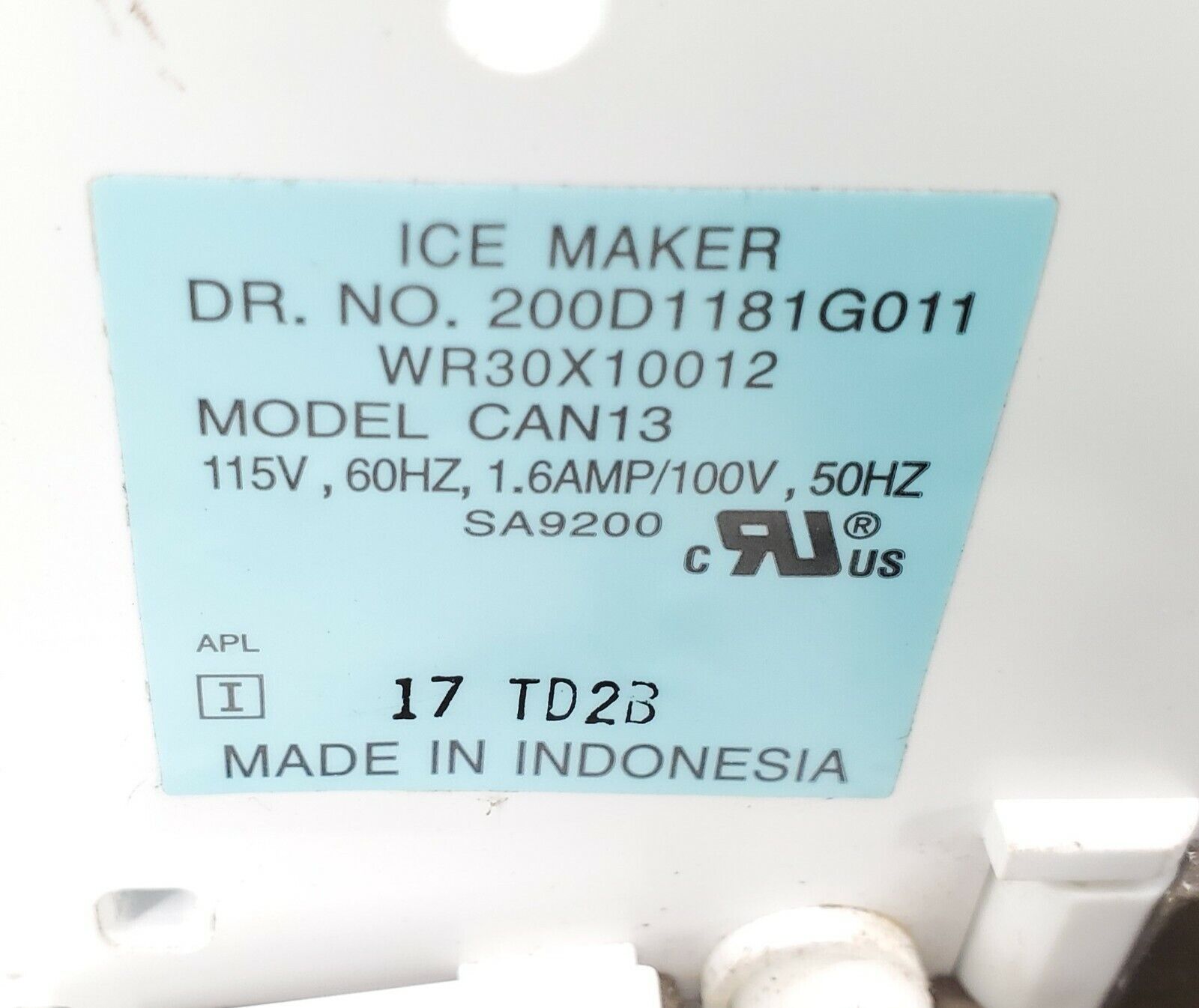 GE Ice Maker 200D1181G011