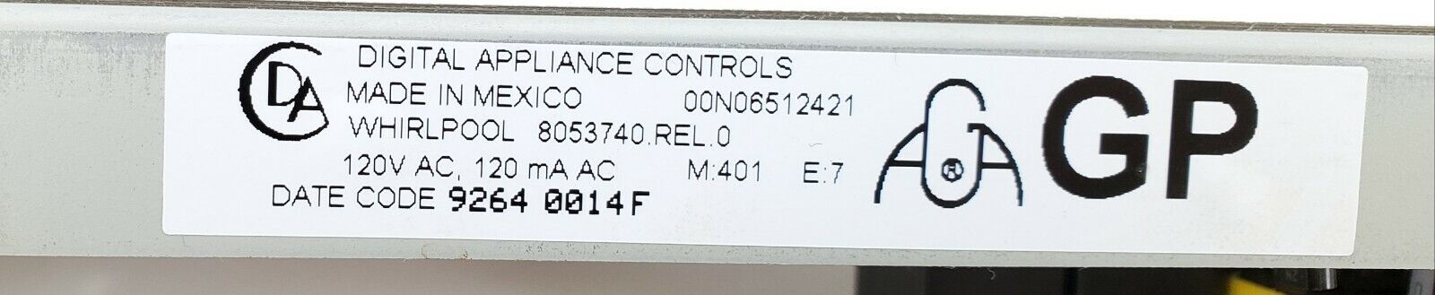 Whirlpool Range Control Board 8053740