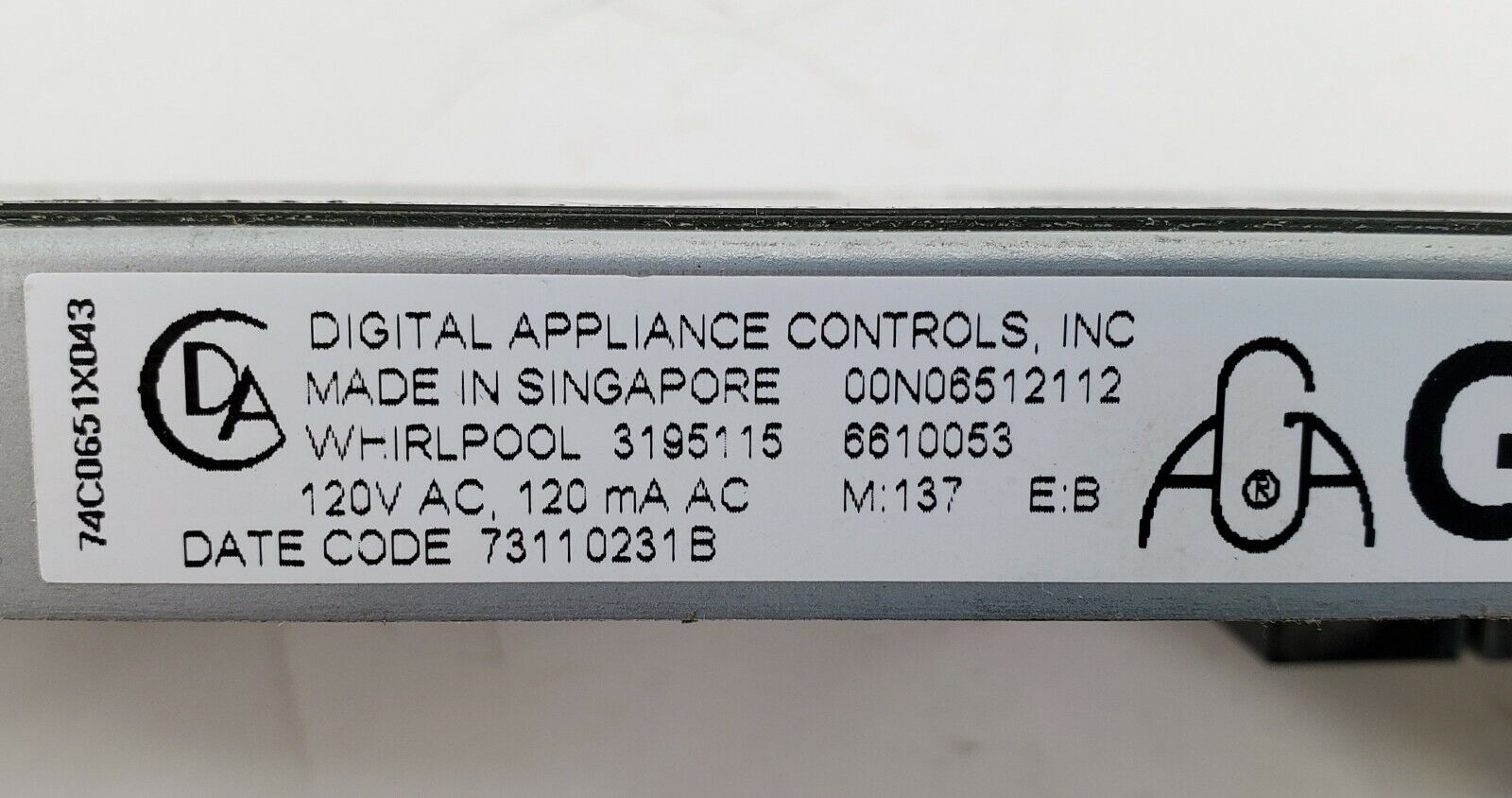 Whirlpool Range Control  3195115