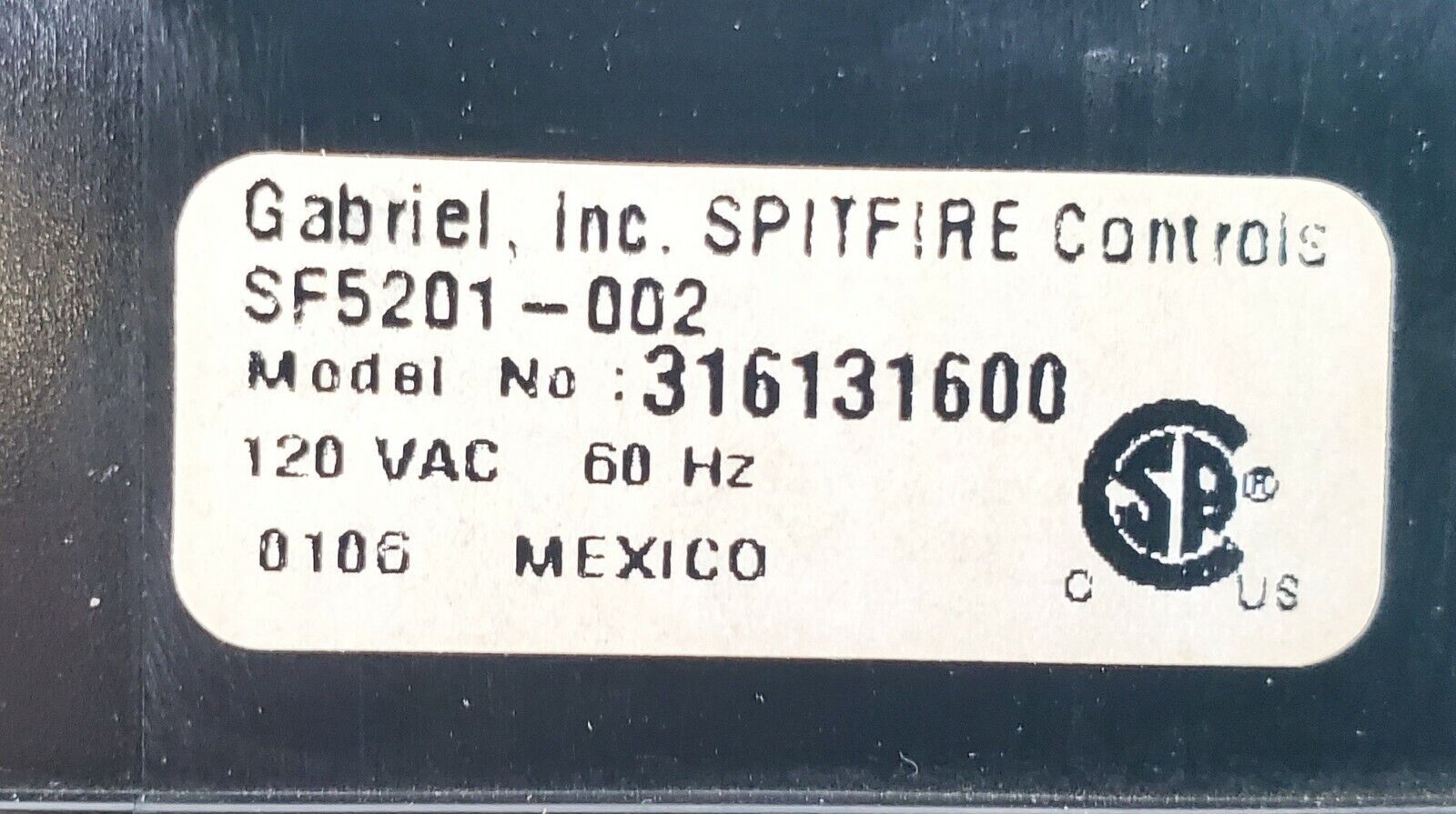 Frigidaire Range Control 316131600