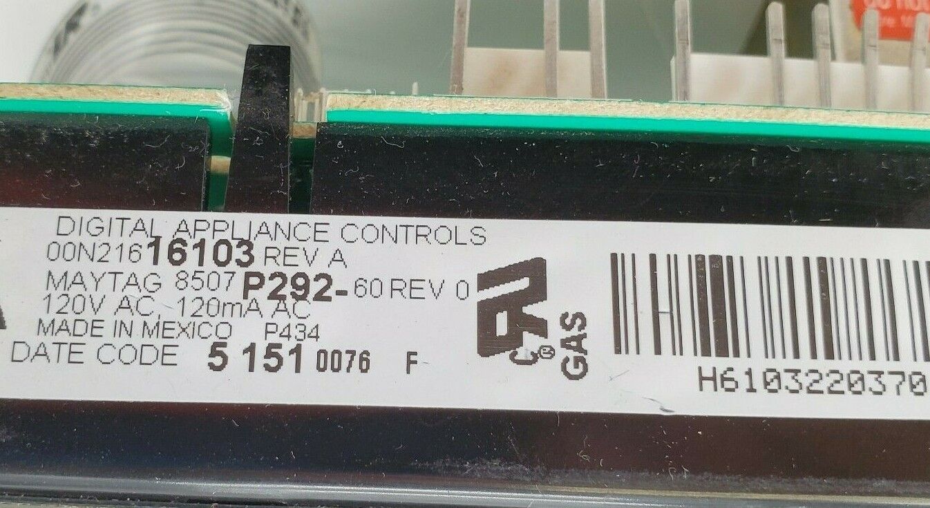 OEM Jenn-Air Range Control 8507P292-60 Same Day Ship & Lifetime Warranty