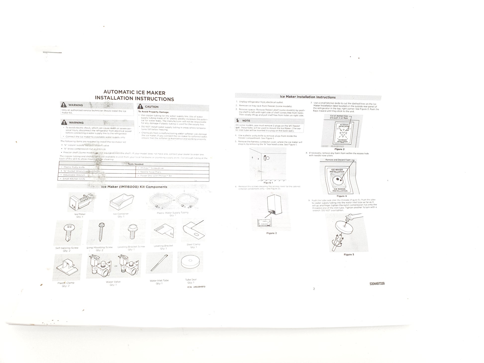 New  Frigidaire Refrigerator Ice Maker Kit IM116000