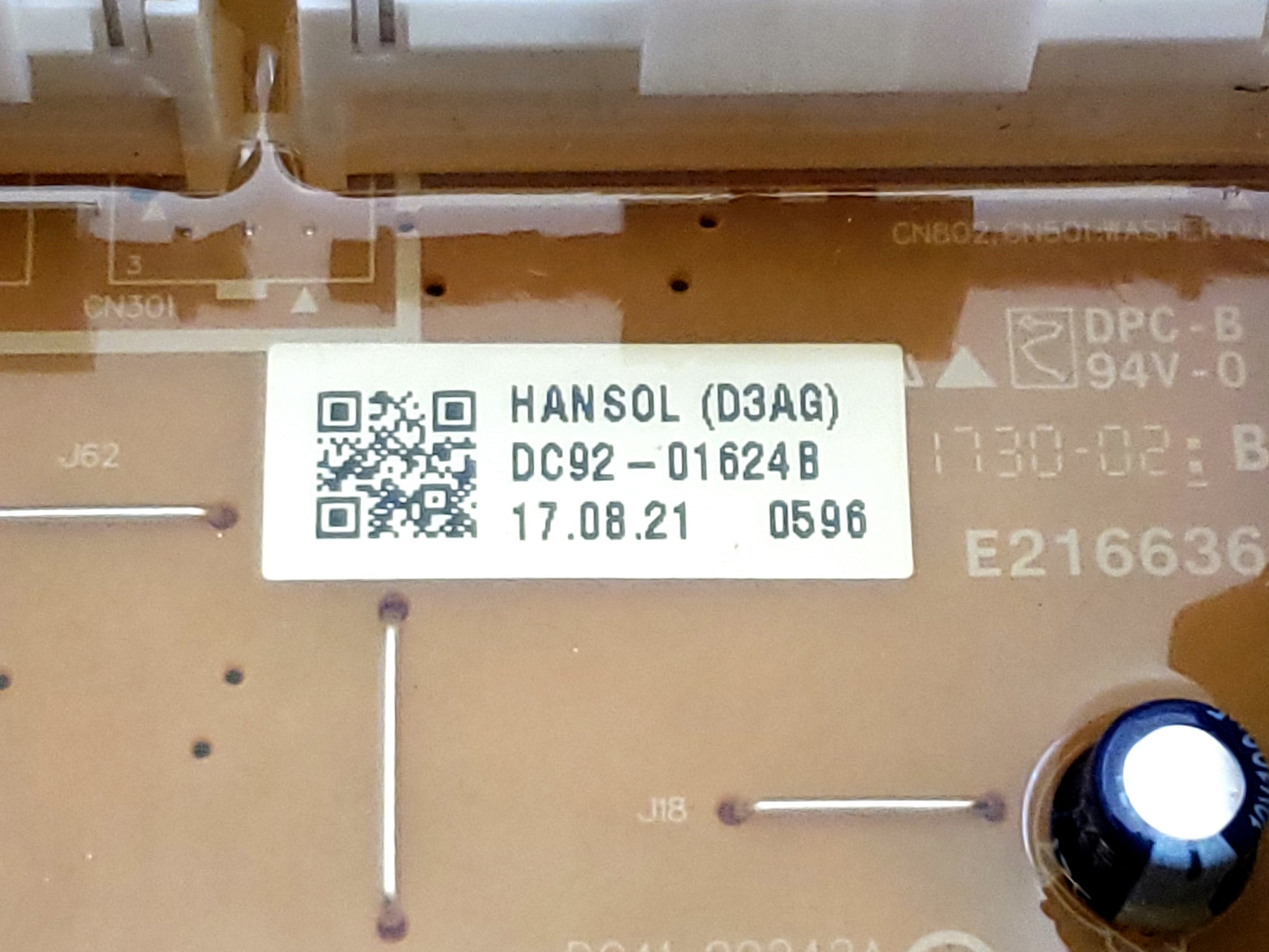 Samsung Washer Control & Interface DC92-01623G