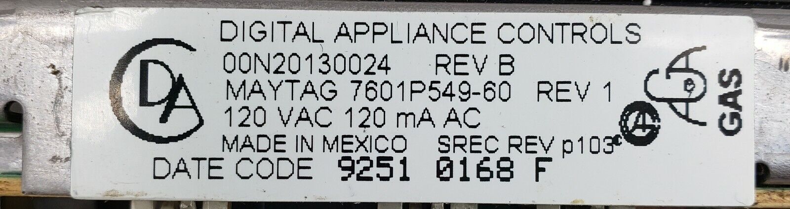 OEM  Maytag Range Control 7601P549-60