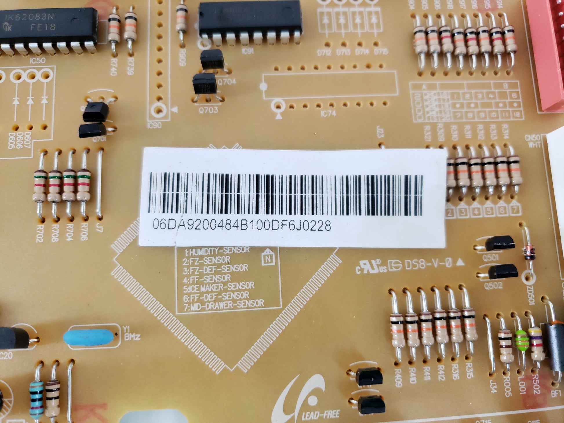 Samsung Refrigerator Control Board DA92-00484B