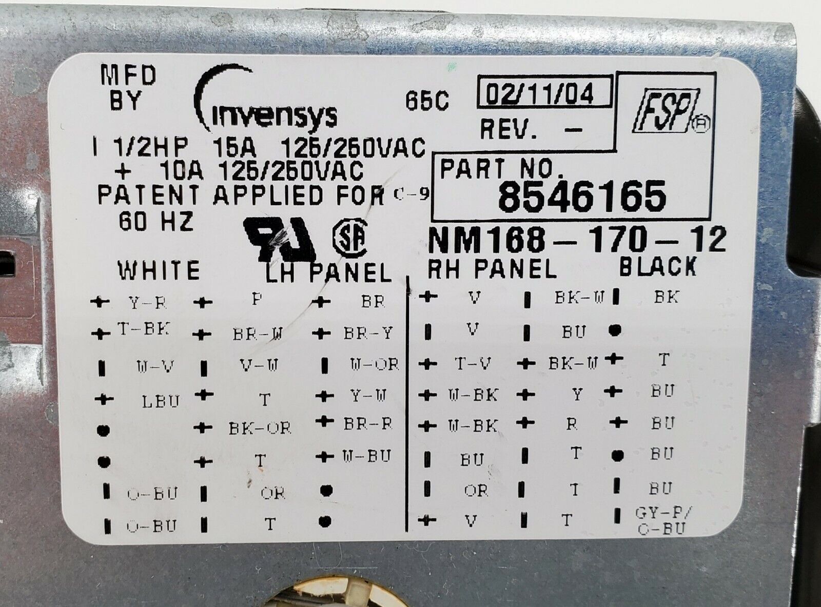 OEM Whirlpool Washer Timer 8546165 Same Day Shipping & Lifetime Warranty