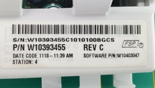 OEM Whirlpool Washer Control W10393455 Same Day Ship & Lifetime Warranty