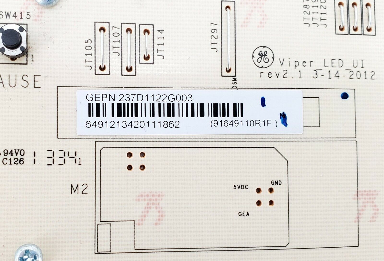 GE Washer Control Board 237D1060G016