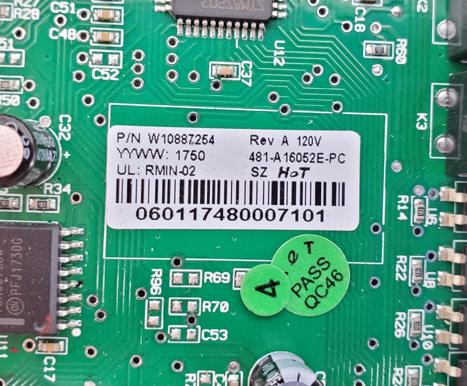Whirlpool Refrigerator Control W10887254