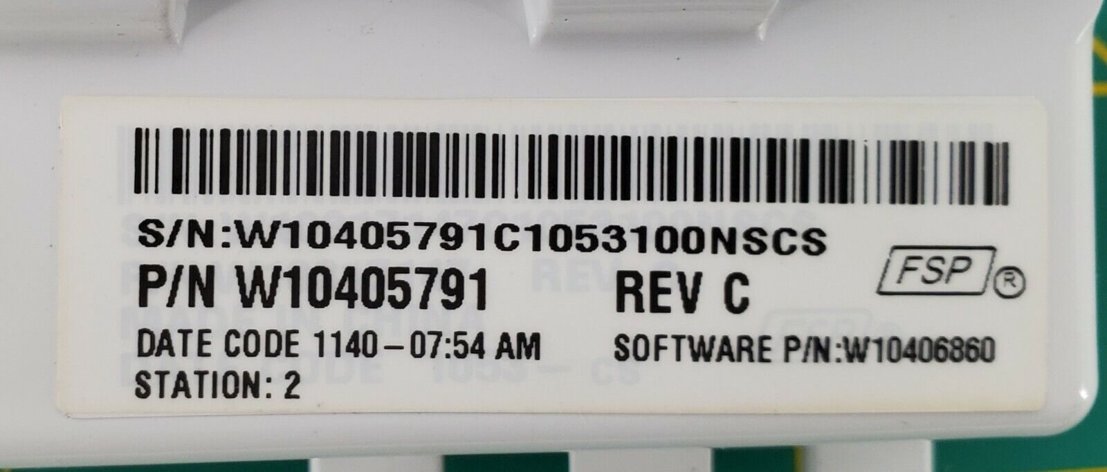 Whirlpool Washer Control W10405791